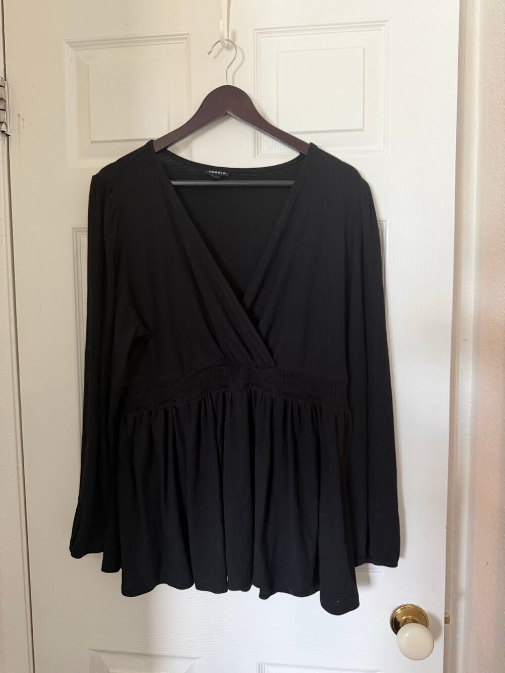 Torrid Black Peplum Blouse | Size 3 (22/24) | Faux Wrap | Long Sleeve